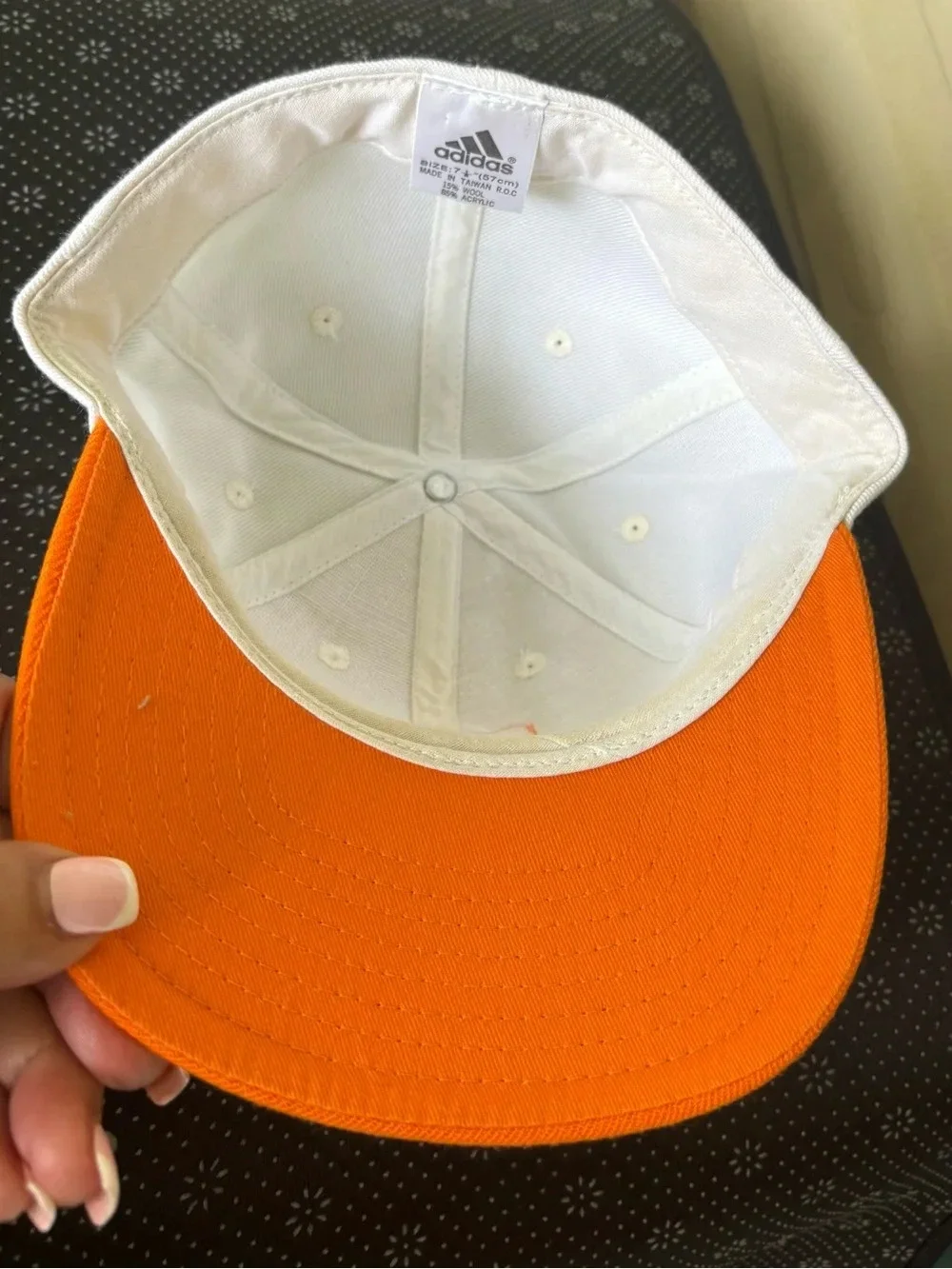 adidas White and Orange Team T Baseball Cap